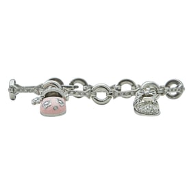 Aaron Basha 18K White Gold, Diamond, and Enamel Shoe Charm Bracelet