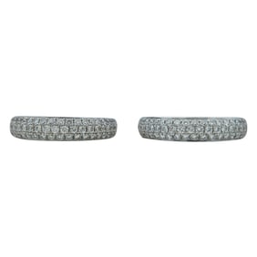 Pair of 18K White Gold Diamond Pave Bands