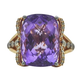 Le Vian 14K Rose Gold, Amethyst, and Diamond Statement Ring