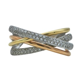 EFFY 14K Tri-Color Gold Pave Diamond Openwork Band Ring