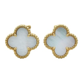 Van Cleef & Arpels Alhambra (Vintage) 18K Yellow Gold and Mother-of-Pearl Earrings