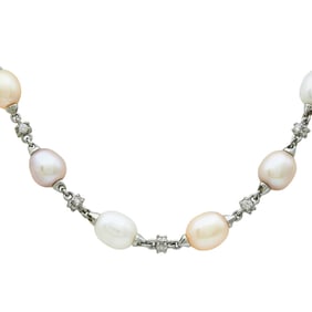 Paul Morelli 18K White Gold, Pearl, and Diamond Necklace