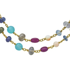 Mallary Marks 22K Yellow Gold Multigem Chain Necklace