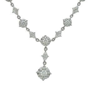 18K White Gold and Diamond Drop Necklace