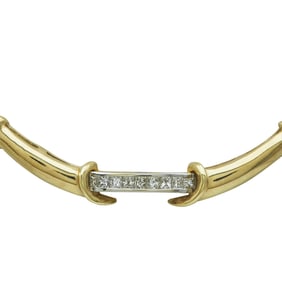 14K Yellow Gold and Princess Cut Diamond Necklace