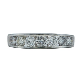 14K White Gold and Round Brilliant Cut Diamond Band