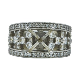 Platinum and Diamond Engraved Engagement Ring Setting