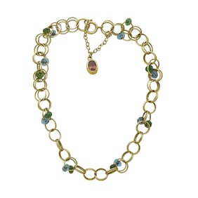Mallary Marks 18K Yellow Gold, Aquamarine, Green Garnet, and Orange Garnet Bracelet