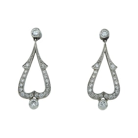 Edwardian Style Platinum and Diamond Drop Earrings