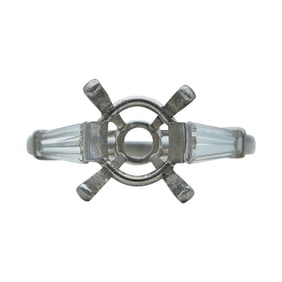 Platinum and Tapered Baguette Engagement Ring Setting