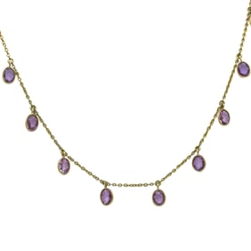18K Yellow Gold and Pink Sapphire Necklace