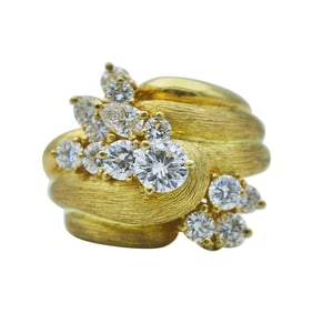 Henry Dunay 18K Yellow Gold and Diamond Cocktail Ring
