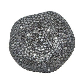 18K Black Gold, Black and Colorless Diamond Pave Lily Ring
