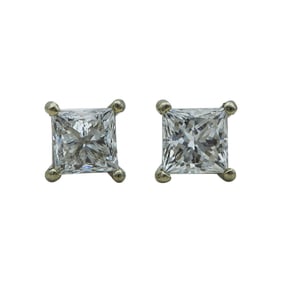 14K White Gold Princess-Cut Diamond approx. 0.90 ctw Stud Earrings