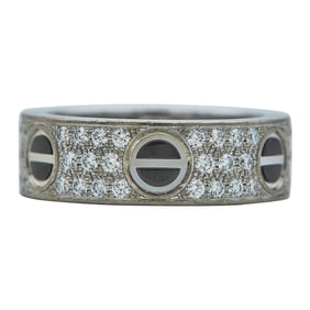 Cartier Love 18K White Gold, Diamond, and Black Ceramic Ring