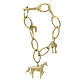 Tiffany & Co. 18K Yellow Gold Marquise Link Bracelet with Unsigned Equestrian Charms