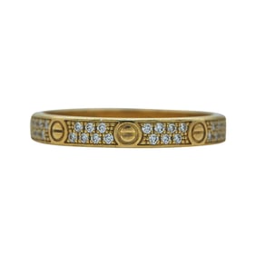Cartier Love 18K Yellow Gold Diamond Pave Band Ring