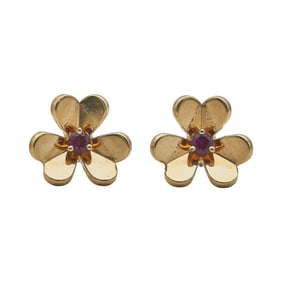 Van Cleef & Arpels Frivole 18K Rose Gold and Ruby Earrings