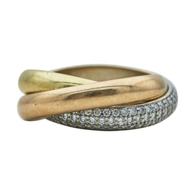 Cartier Trinity 18K Tri-Color Gold and Diamond Ring