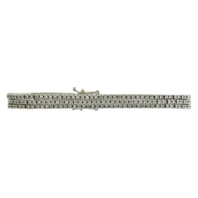 18K White Gold and Diamond Three Row Bracelet