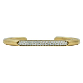 David Yurman 18K Yellow Gold and Diamond Hinged Bangle Bracelet