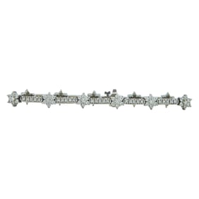 14K White Gold and Diamond Link Bracelet
