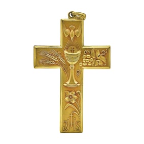 18K Yellow Gold Pendant Cross