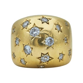 18K Yellow Gold and Diamond Star Cocktail Ring