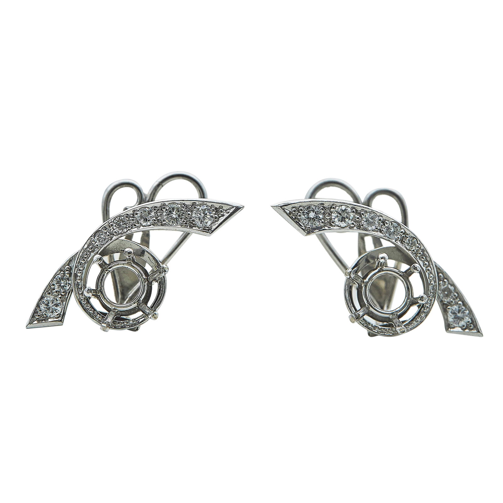 18K White Gold and Diamond Earring Settings (1 of 3)