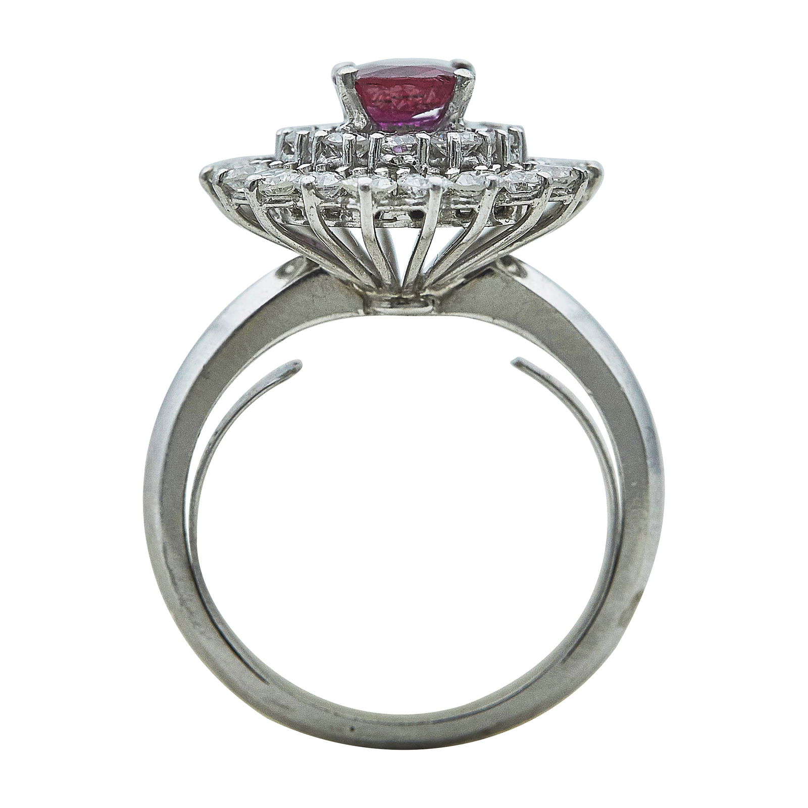 Platinum, Ruby, and Diamond Cluster Ring - 3