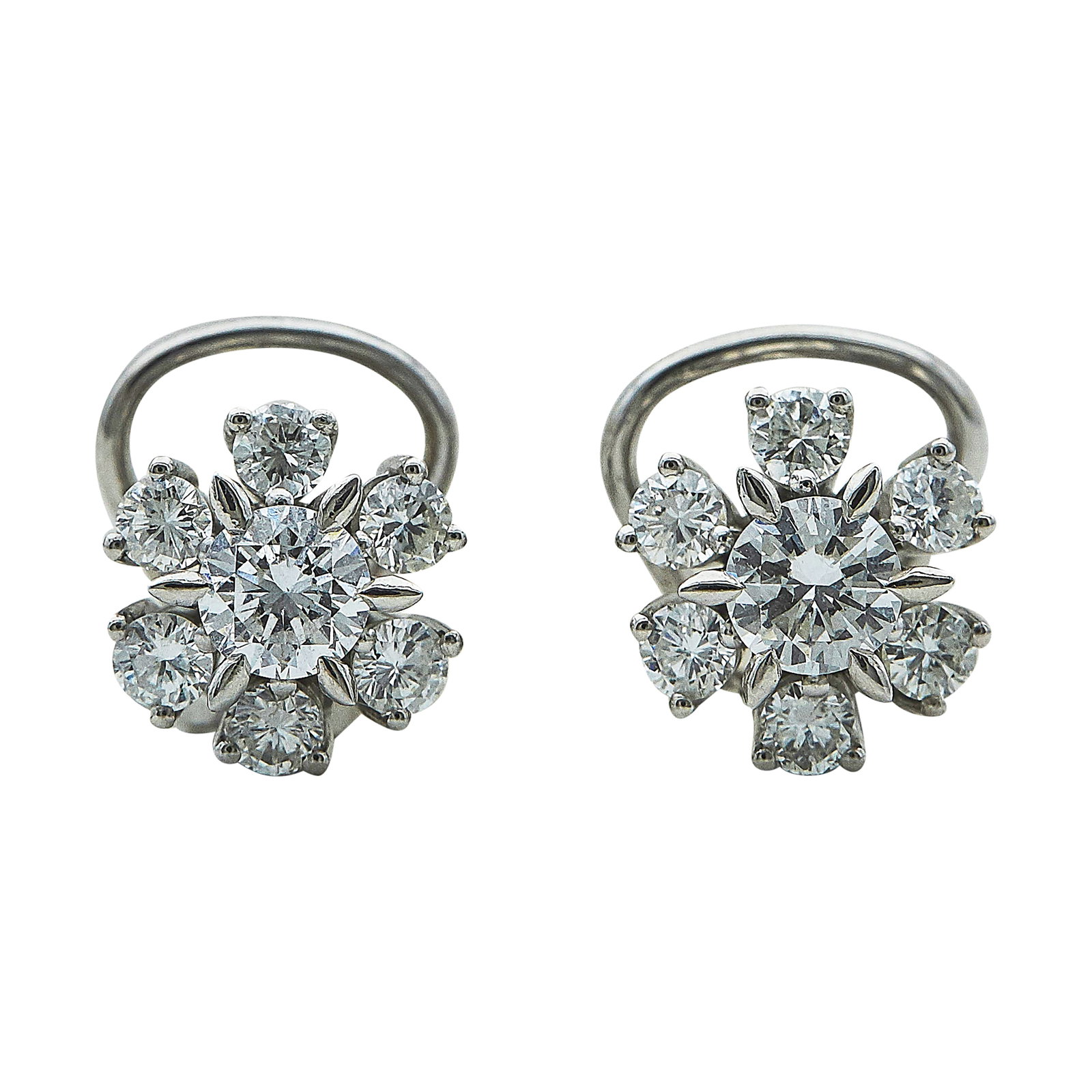 18K White Gold and Diamond Cluster Earrings (1 of 3)