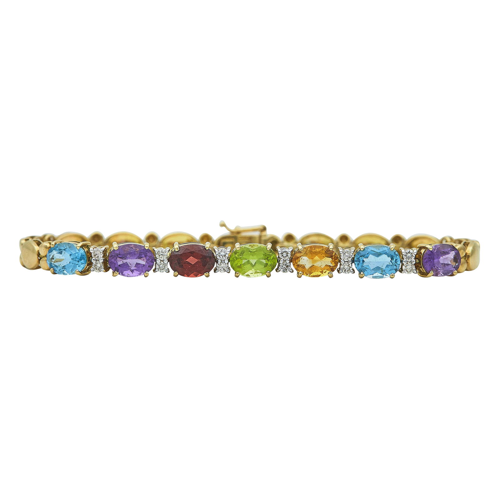 18K Yellow Gold Multi-Gem and Diamond Bracelet (1 of 3)