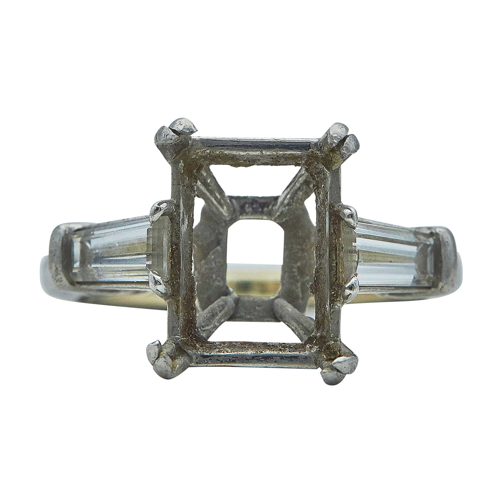 Platinum And Tapered Baguette Cut Diamond Engagement Ring Setting (1 of 3)