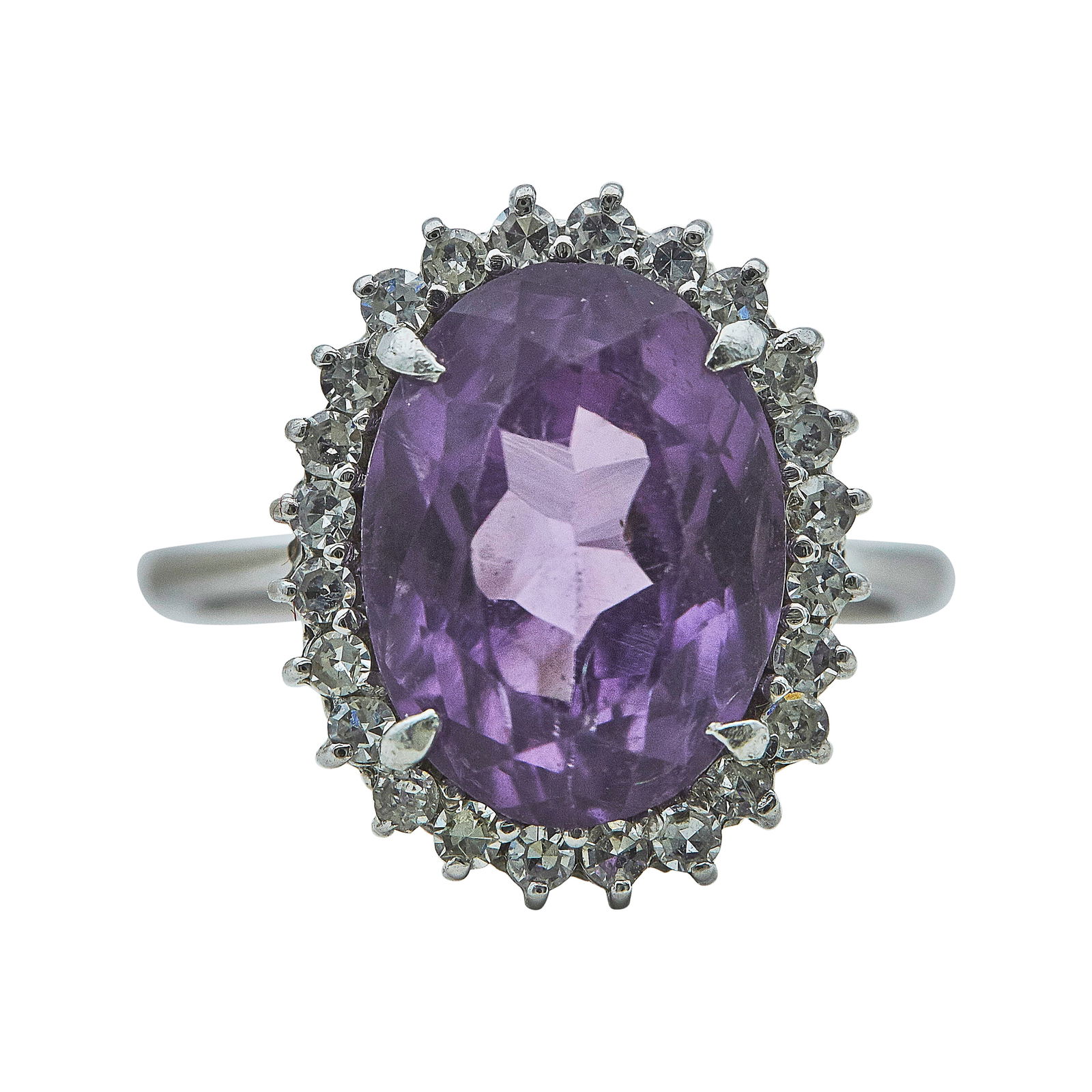 18K White Gold Amethyst and Diamond Cluster Ring (1 of 3)