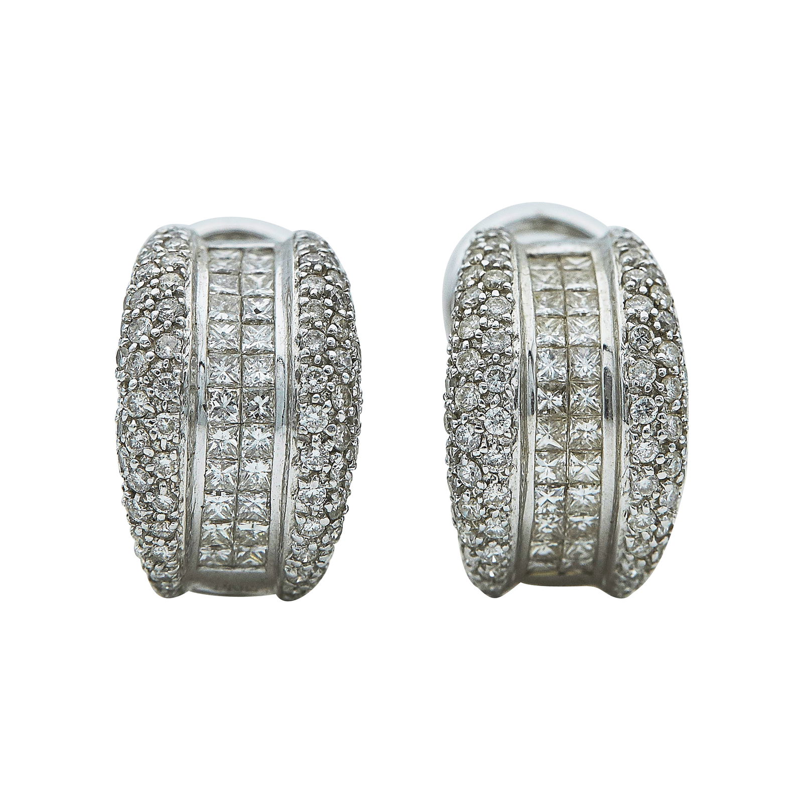 18K White Gold And Pave Diamond Half-Hoop Earrings (1 of 3)