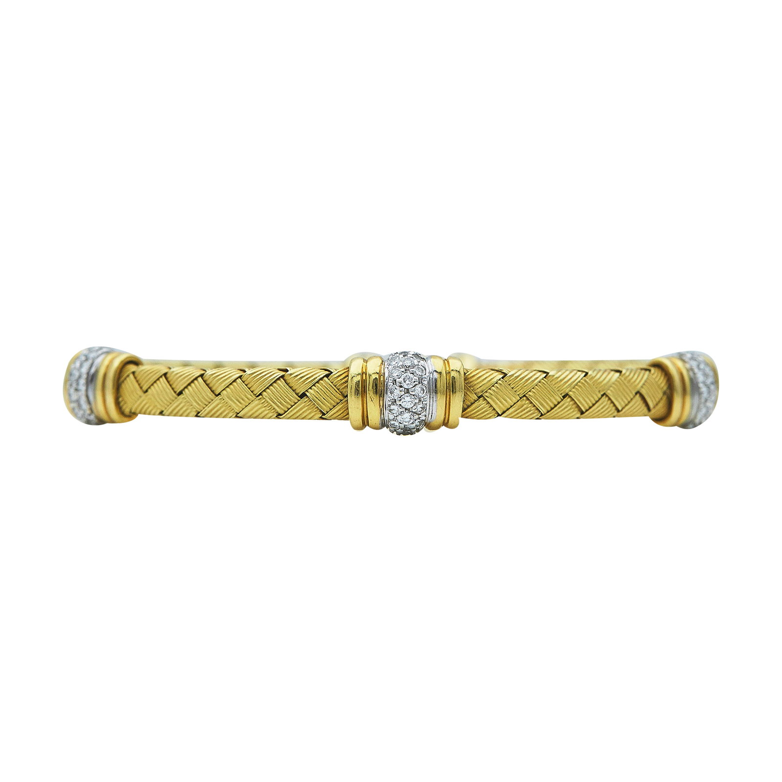 Attributed to Roberto Coin 18K Yellow Gold and White Gold 0.68 Diamond Bangle (1 of 3)