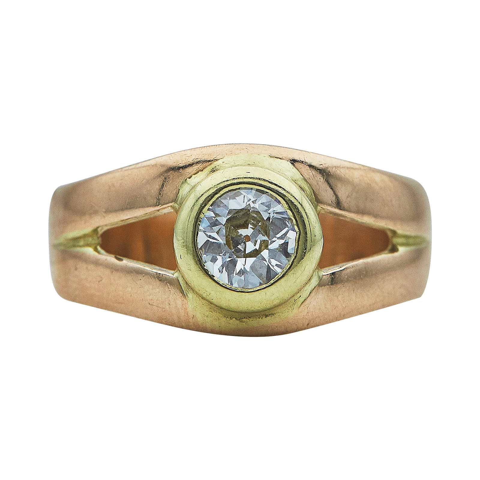 14K Yellow Gold and Rose Gold 0.55 Carat Old European Cut Diamond Ring (1 of 3)