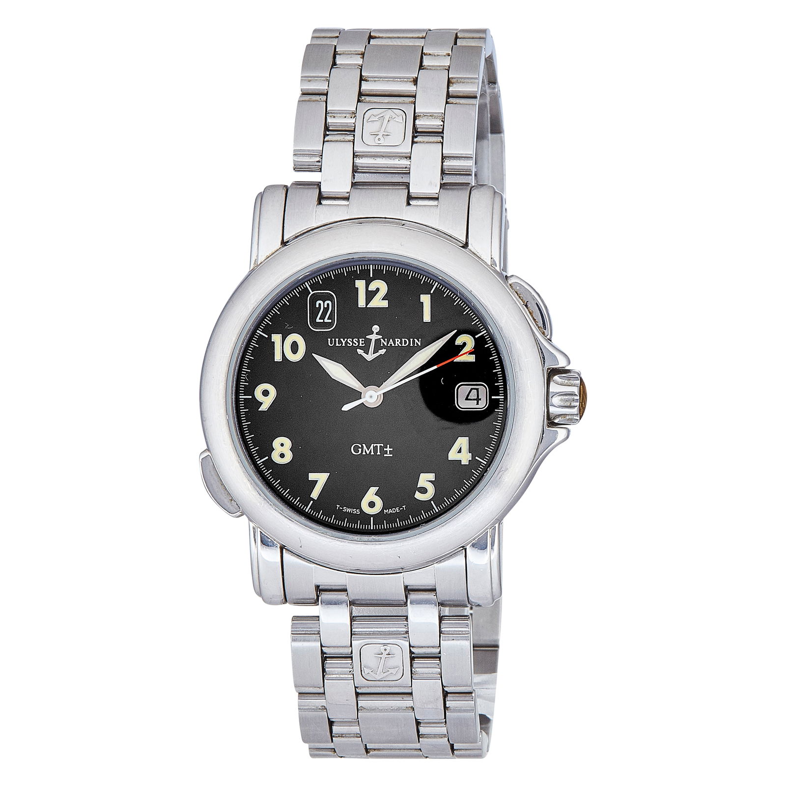 Ulysse Nardin San Marco Watch Ref. 203-22M/52, 1998: BRAND: Ulysse Nardin; STYLE: San Marco; REF. #: 203-22M/52; CONDITION: Pre-owned, Good; YEAR: 1998; ADDITIONAL COMMENTS: Accompanied by instruction booklet and authenticity card, With moderate scratch