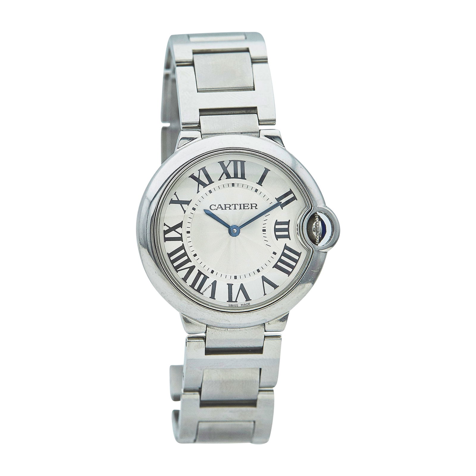 Cartier Ballon Bleu Stainless Steel Watch Ref. W69011Z4, circa 2014: BRAND: Cartier; STYLE: Ballon Bleu; REF. #: W69011Z4; CONDITION: Pre-owned, Very Good; YEAR: Circa 2014; ADDITIONAL COMMENTS: Scratches throughout watch, Accompanied by service paperwork and three ext