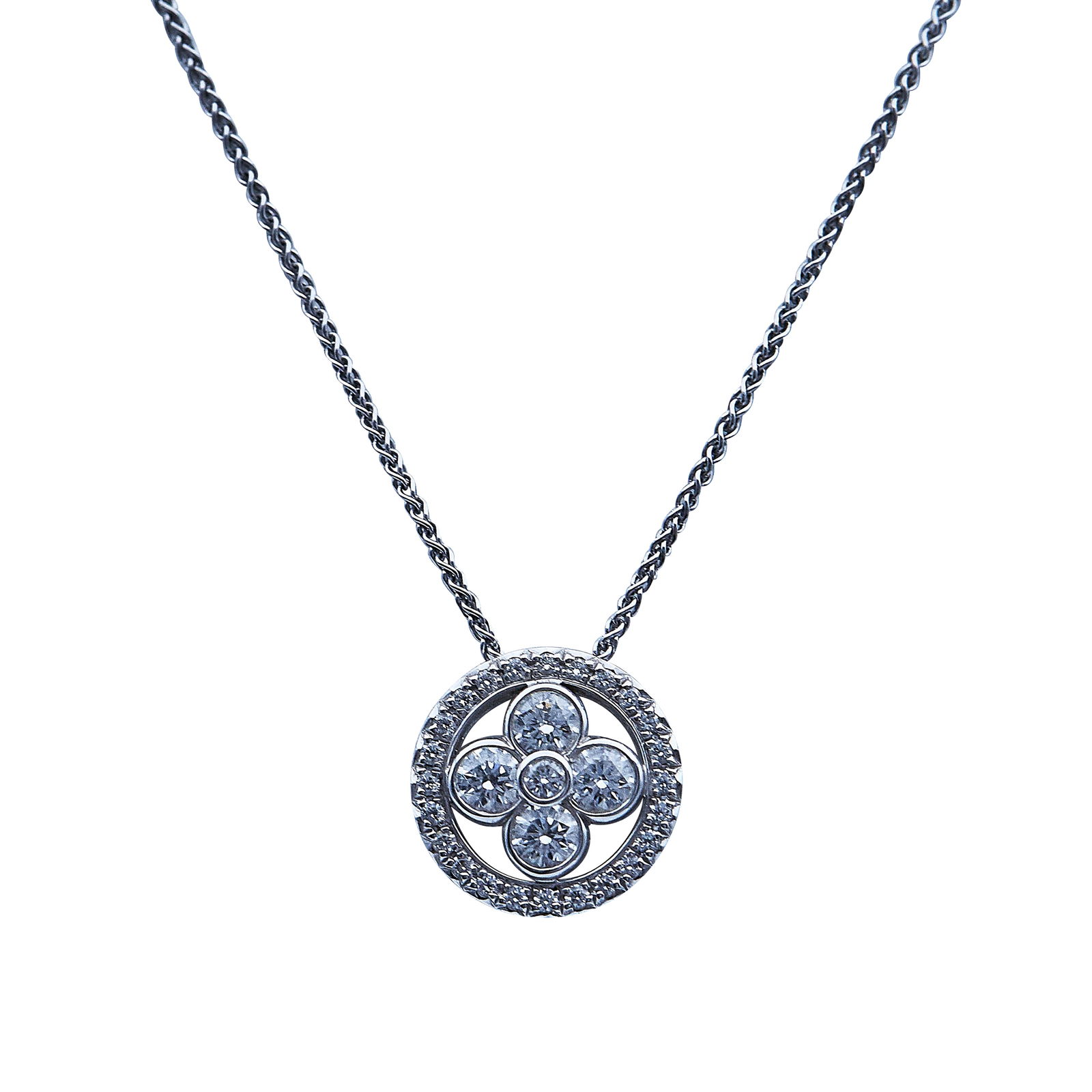 Louis Vuitton Blossom 18K White Gold Diamond Pendant Necklace (1 of 6)