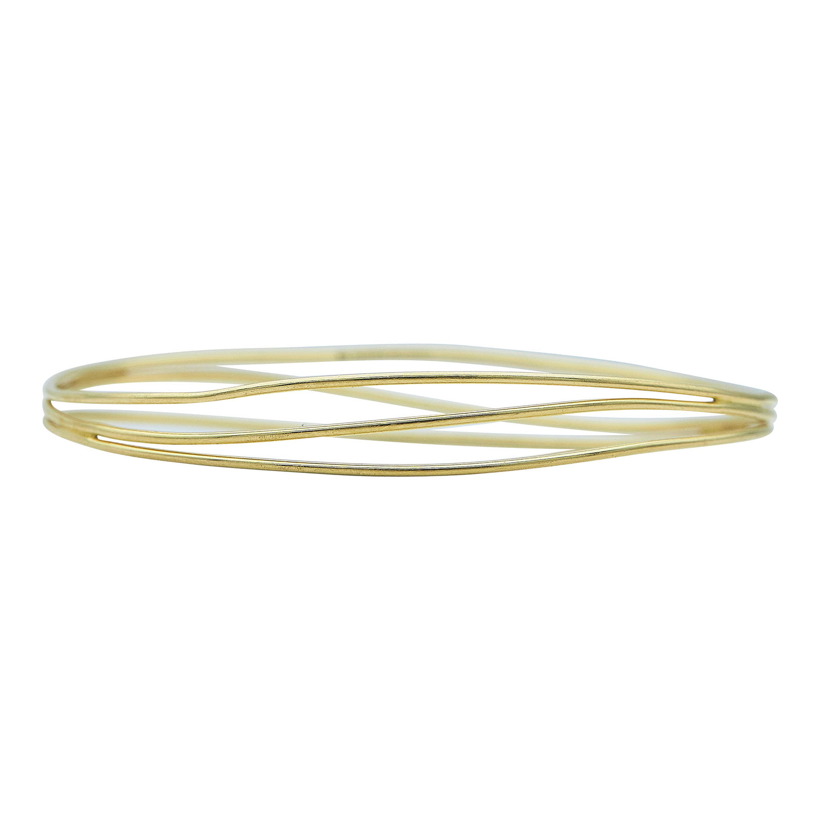 Elsa Peretti For Tiffany & Co. Wave 18K Yellow Gold Bangle Bracelet: BRAND: Elsa Peretti for Tiffany & Co.; COLLECTION: Wave; METAL: 18K Yellow Gold; STAMPED: TIFFANY & CO, PERETTI, 750; CONDITION: Pre-owned, Good; ITEM WEIGHT (GRAMS): 10.75 g; MEASUREMENTS: Bracelet f