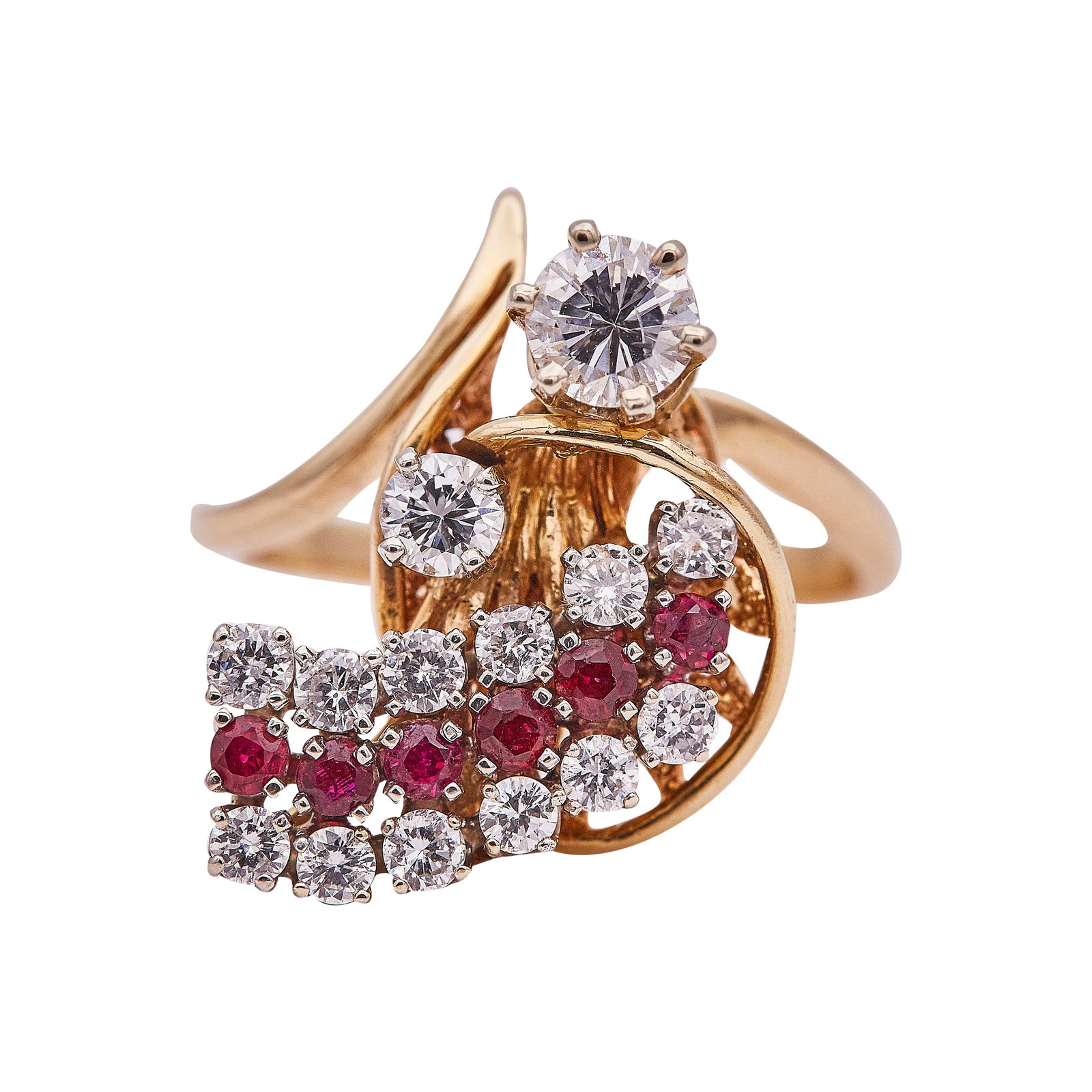 14K Yellow Gold Diamond and Ruby Cluster Ring (1 of 3)
