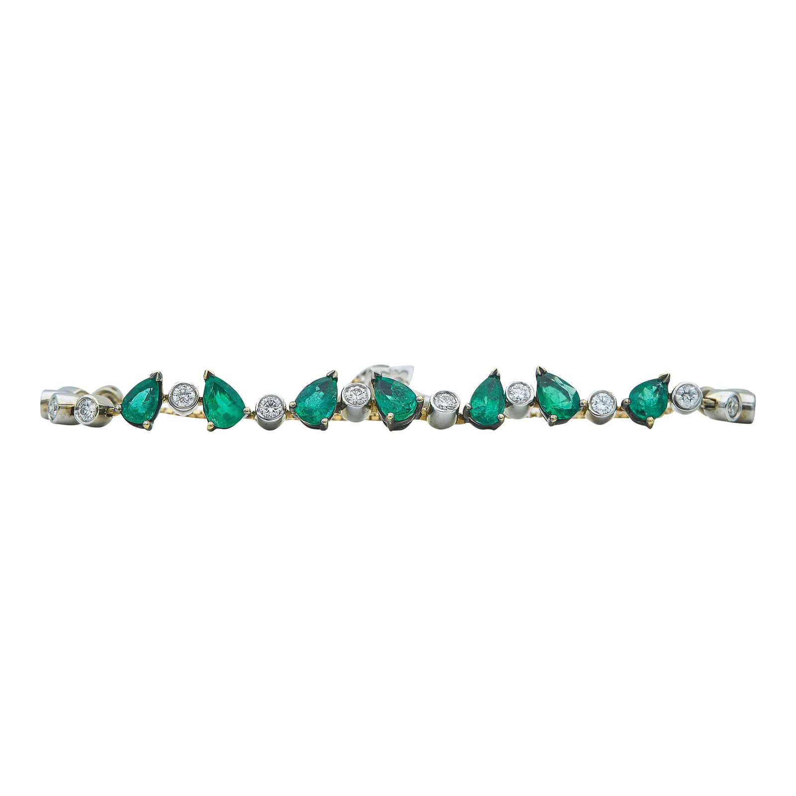 18K White and Yellow Gold Emerald and Diamond Bracelet (1 of 2)