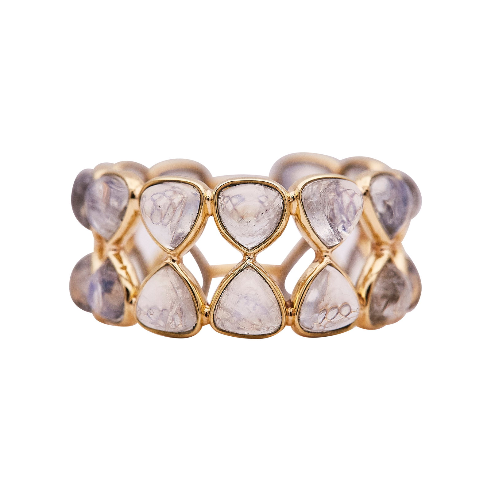 18K Yellow Gold and Moonstone Double Stacked Ring Band (1 of 2)