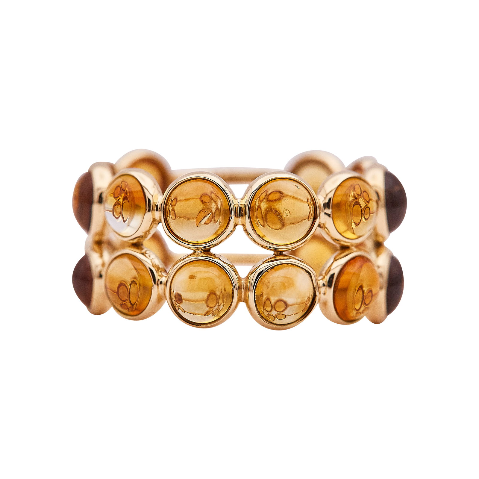 18K Yellow Gold and Citrine Cabochon Double Stack Band Ring (1 of 2)