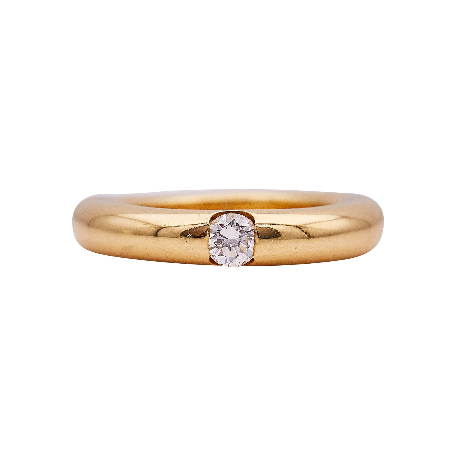 Cartier Ellipse 18K Yellow Gold and Diamond Band Ring: BRAND: Cartier; COLLECTION: Ellipse; METAL: 18K Yellow Gold; APPROXIMATE TOTAL DIAMOND WEIGHT: 0.25 ctw; STAMPED: 52, numbered, 0.25, 750 Cartier, © 1993; CONDITION: Pre-owned, Very Good; ITEM WEIGHT