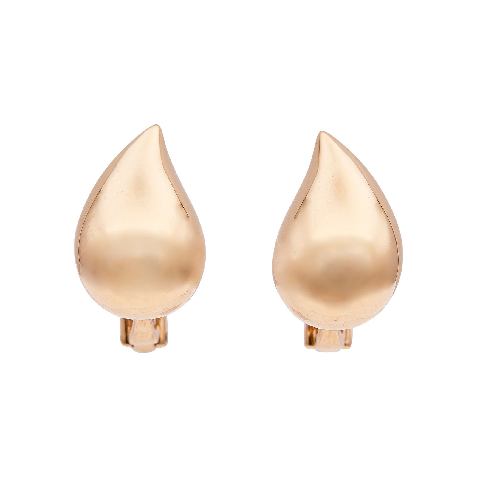 Vhernier 18K Rose Gold Teardrop Shaped Earrings: BRAND: Vhernier; METAL: 18K Rose Gold; STAMPED: Vhernier, 750, Italian workshop mark; CONDITION: Pre-owned, Very Good; ITEM WEIGHT (GRAMS): 23.2 g; MEASUREMENTS: Earrings 7/8 inch long; ADDITIONAL COM