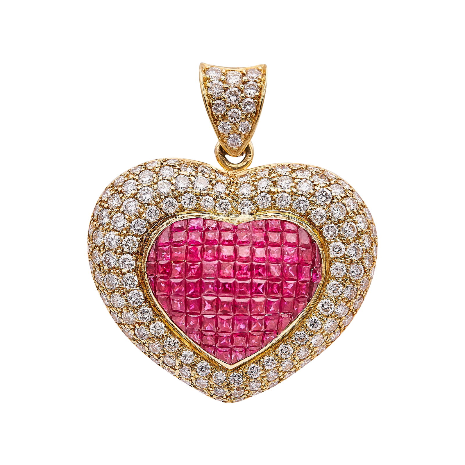 18K Yellow Gold Diamond and Ruby Heart Pendant (1 of 3)