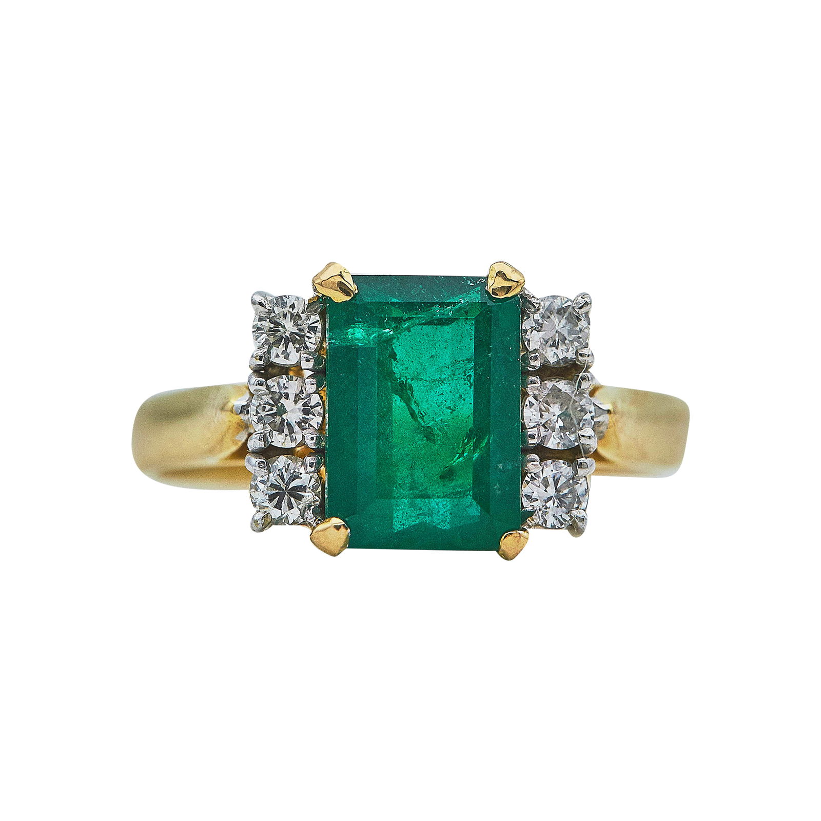 18K Yellow Gold Emerald And Diamond Ring (1 of 3)