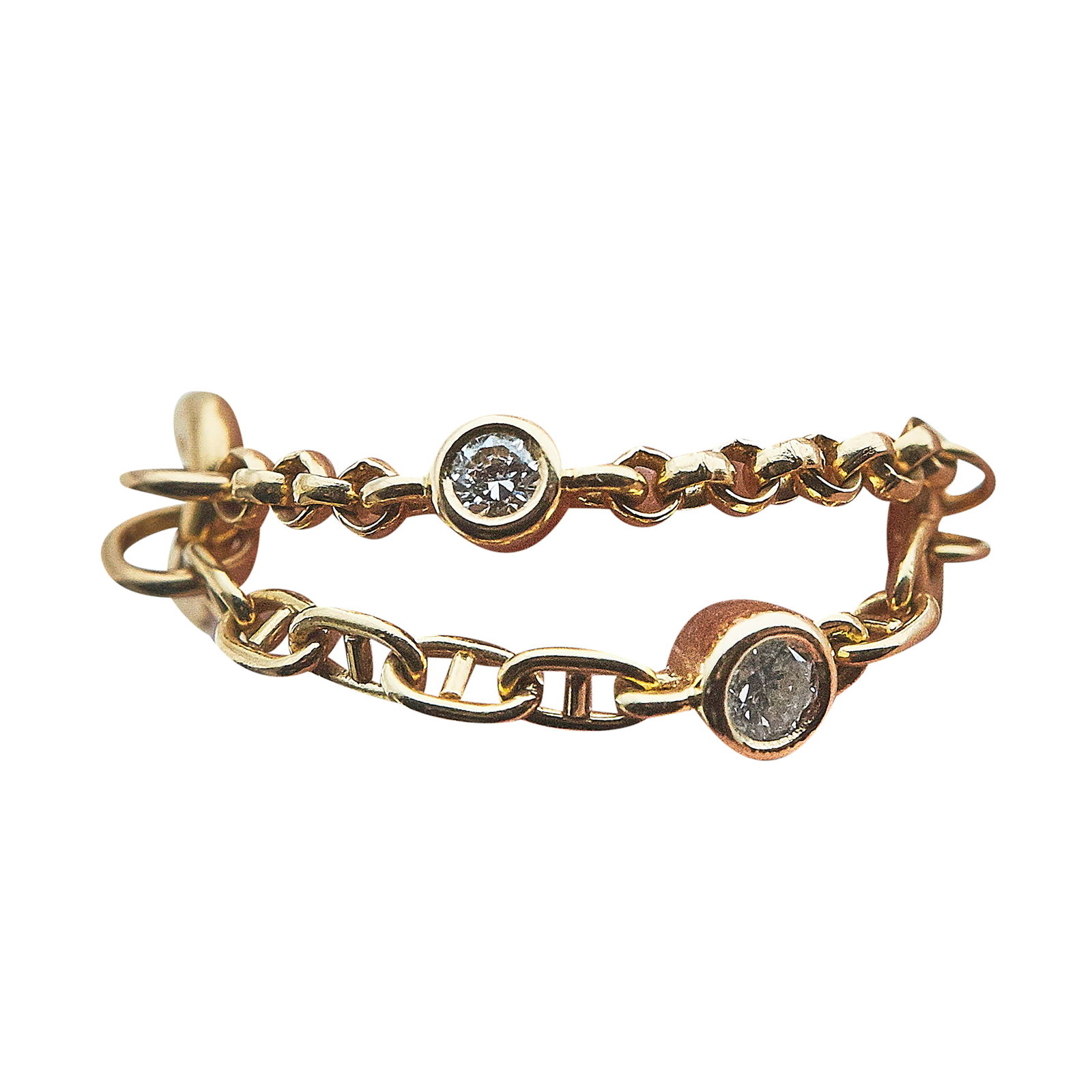 Hermès 18K Rose Gold and Diamond Chaine d'ancre Chaos Ring, Small Model: BRAND: Hermès; METAL: 18K Rose Gold; APPROXIMATE TOTAL DIAMOND WEIGHT: 0.10 ctw; STAMPED: HERMES, Au750, Made in France, 53, 0.01 D, numbered, French marks; CONDITION: Pre-owned, Very Good; ITEM WEIG